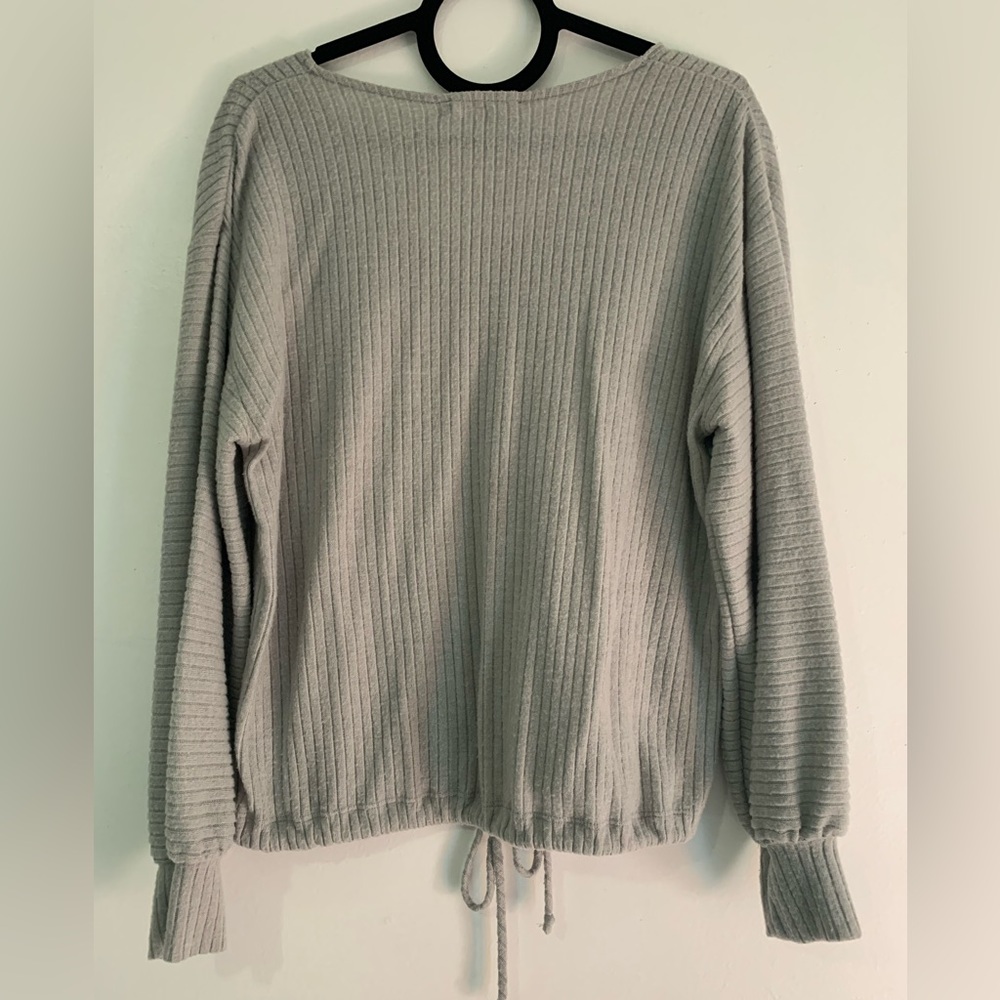 Lush Grey Rib Knit Crew Neck - Picture 2 of 6